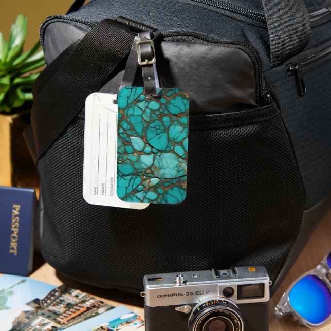 Turquoise Stones Luggage Tag (Front & Back)