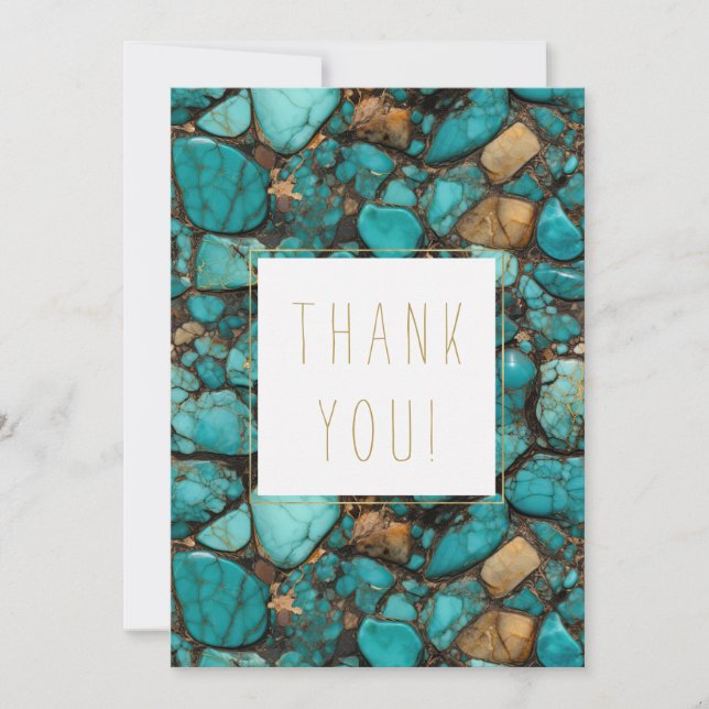 Turquoise Stones Thank you Card (Front)