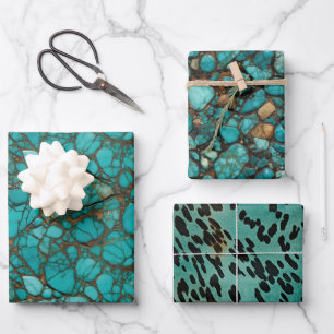 Turquoise Stones Wrapping Paper Sheet