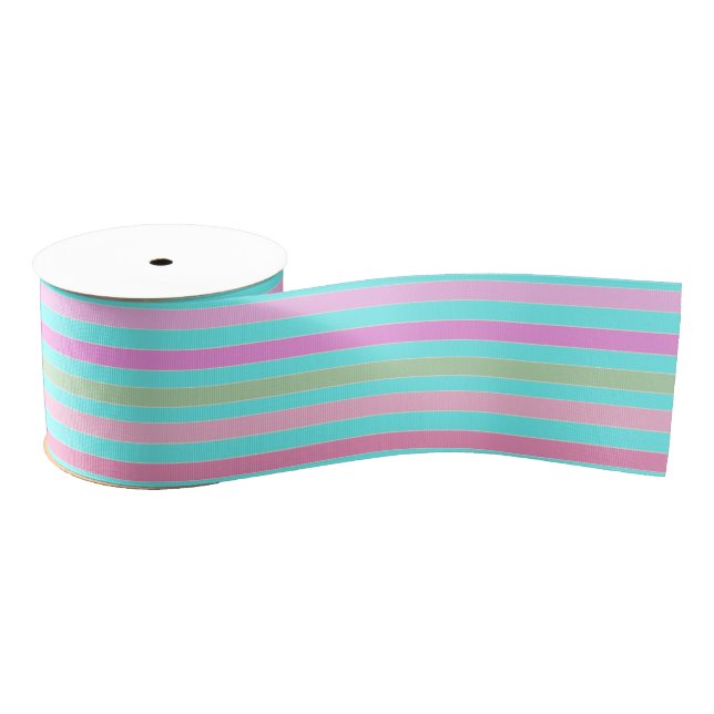 Turquoise striped grosgrain ribbon (Spool)