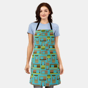 Turquoise Striped Rectangles  Apron