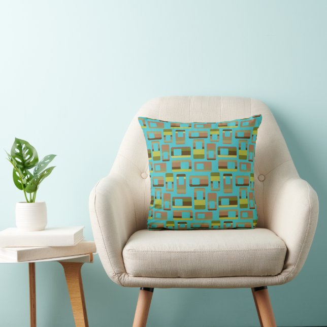 Turquoise Striped Rectangles  Cushion (Chair)