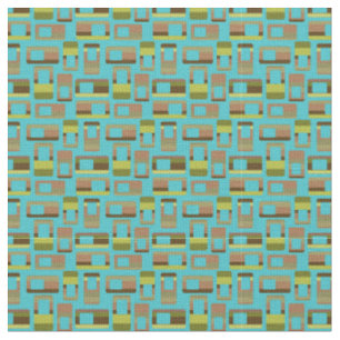 Turquoise Striped Rectangles Fabric