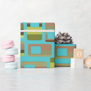 Turquoise Striped Rectangles  Wrapping Paper