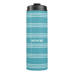 Turquoise Stripes custom monogram tumbler
