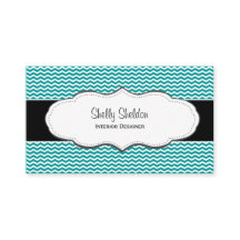 Turquoise Stylish Chevron Business Cards