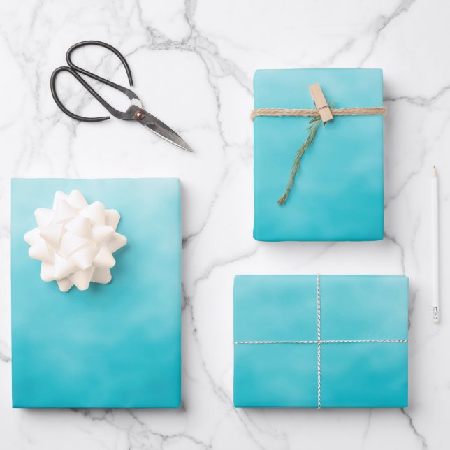 Turquoise Swimming Pool Blue Wrapping Paper Sheet (Front)