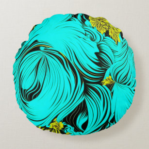 Turquoise Swirls  Round Cushion