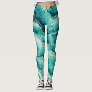 Turquoise Swirly Stone Aqua Leggings
