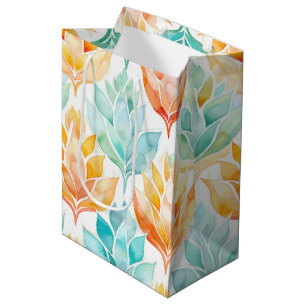 Turquoise Tangerine Abstract Floral Medium Gift Bag
