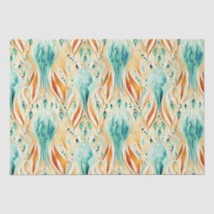 Turquoise Tangerine Abstract Jewel Tissue Paper