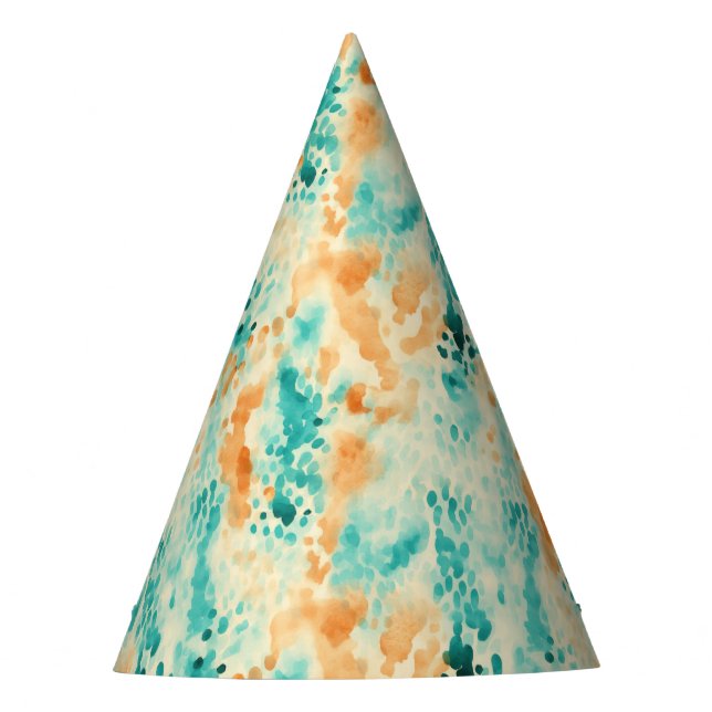 Turquoise Tangerine Animal Abstract Birthday Party Hat (Front)