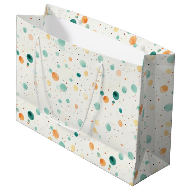 Turquoise Tangerine Dots Large Gift Bag (Front Angled)