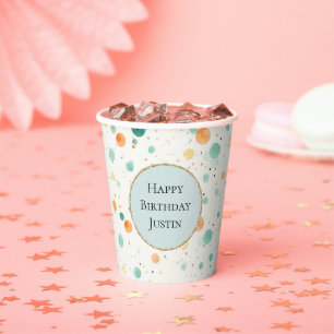 Turquoise Tangerine Dots Paper Cups