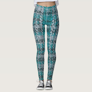 Turquoise tartan fabric, textured background. leggings