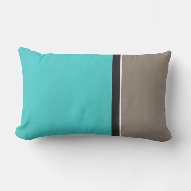 Turquoise Taupe Modern Lumbar Cushion (Front)