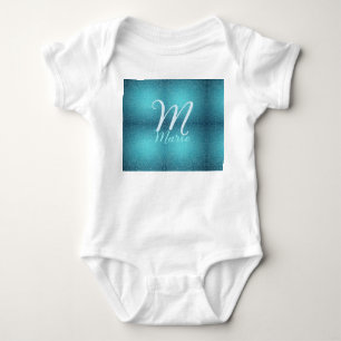 Turquoise teal agate aqua monogram add letter text baby bodysuit