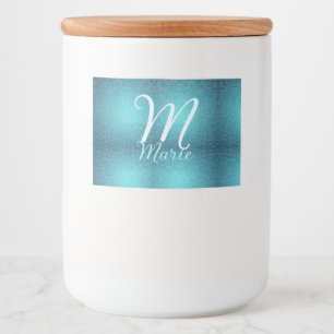 Turquoise teal agate aqua monogram add letter text food label