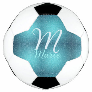 Turquoise teal agate aqua monogram add letter text football