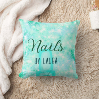Turquoise teal agate aqua nails add name website q cushion