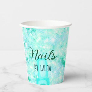 Turquoise teal agate aqua nails add name website q paper cups