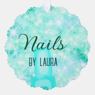 Turquoise teal agate aqua nails add name website q tree decoration card
