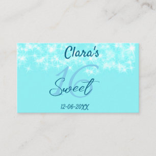 Turquoise teal agate sweet 16 birthday add name da business card