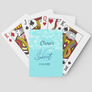 Turquoise teal agate sweet 16 birthday add name da playing cards