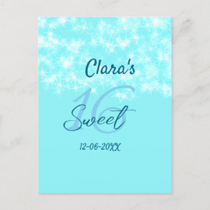 Turquoise teal agate sweet 16 birthday add name da postcard