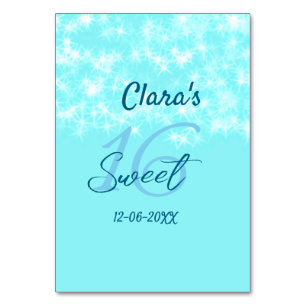 Turquoise teal agate sweet 16 birthday add name da table number