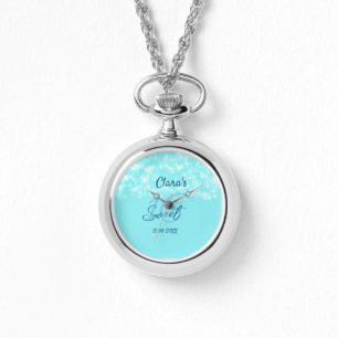 Turquoise teal agate sweet 16 birthday add name da watch