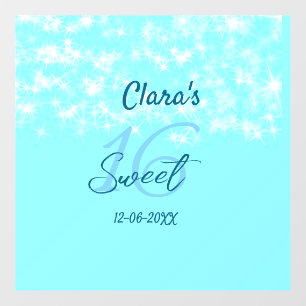 Turquoise teal agate sweet 16 birthday add name da window cling