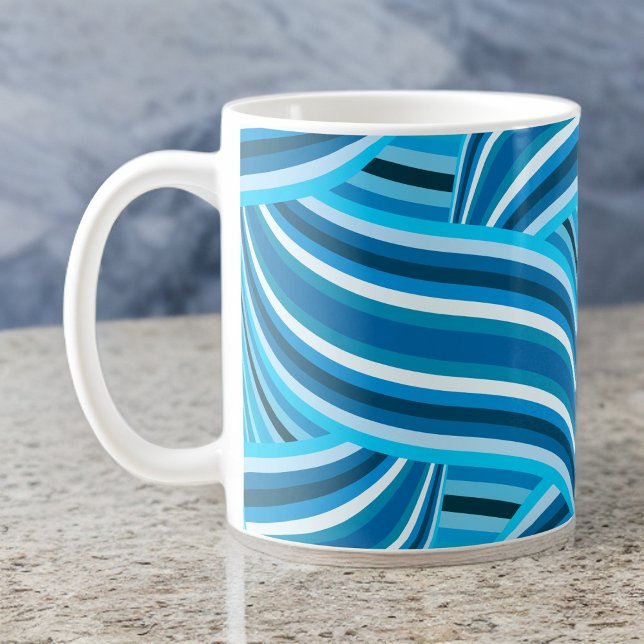 Turquoise Teal and Blue Swirled Ribbons Large Coffee Mug (Creator Uploaded)