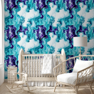 Turquoise, Teal and Purple Marble like Wallpaper