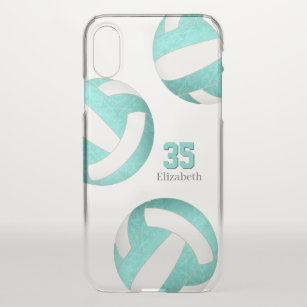 turquoise teal artsy personalised girls volleyball iPhone XS case