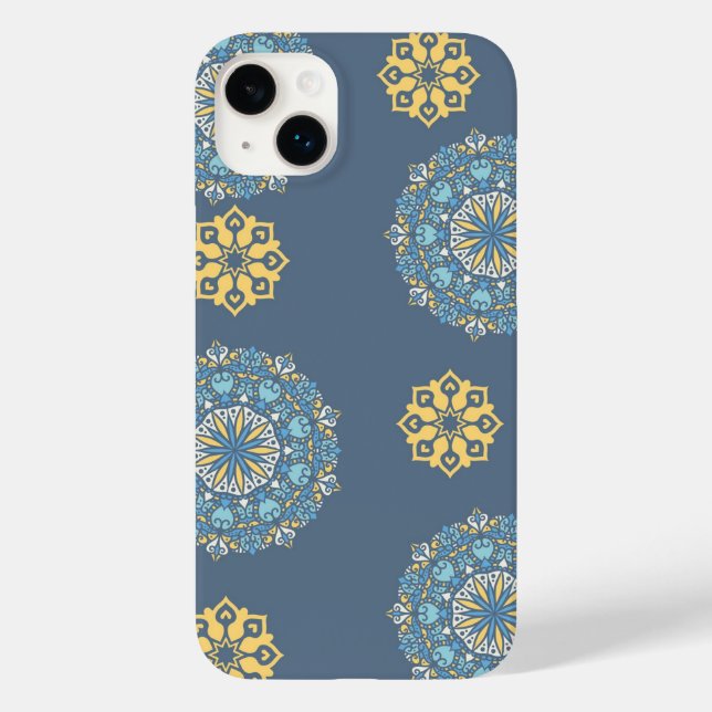 Turquoise Teal Blue an yellow Mandala Art Pattern  Case-Mate iPhone Case (Back)