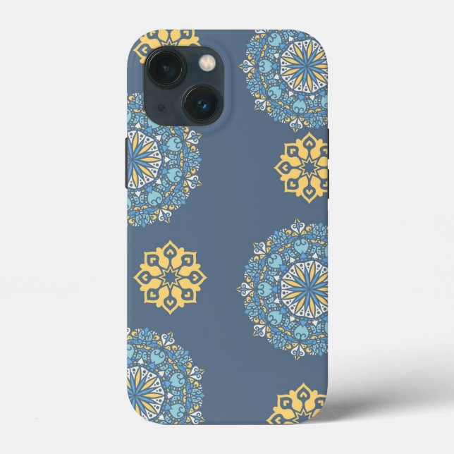 Turquoise Teal Blue an yellow Mandala Art Pattern  Case-Mate iPhone Case (Back)