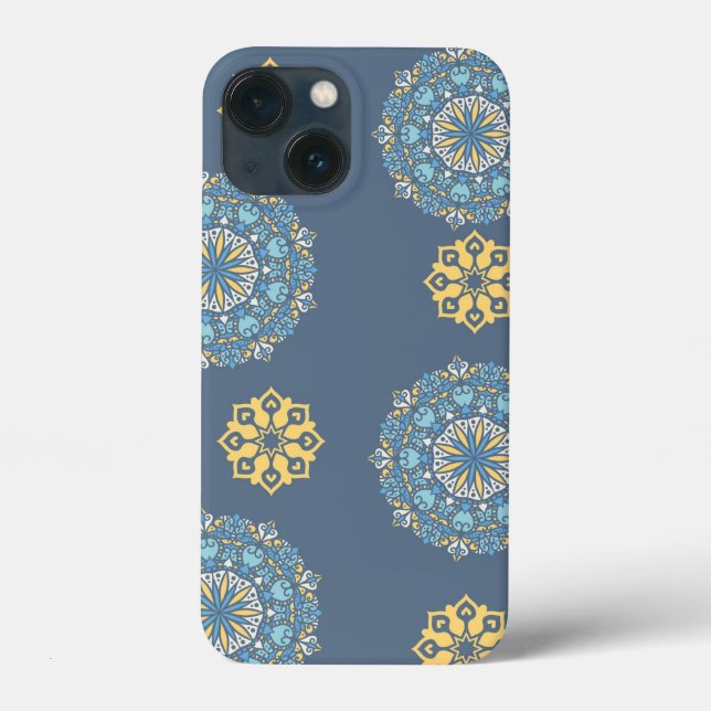 Turquoise Teal Blue an yellow Mandala Art Pattern  Case-Mate iPhone Case (Back)