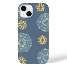Turquoise Teal Blue an yellow Mandala Art Pattern 