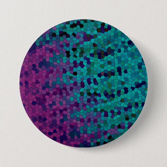 Turquoise Teal Blue and Purple Violet Mosaic 7.5 Cm Round Badge (Front)