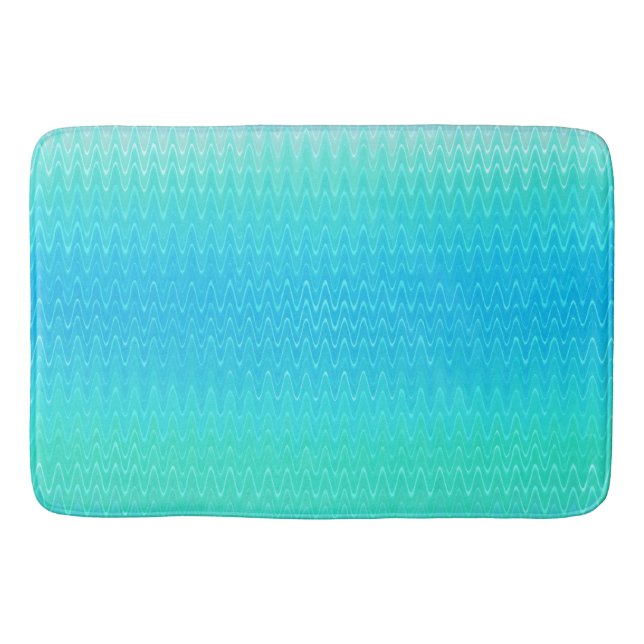 Turquoise Teal Blue Green Abstract Pattern Bath Mat (Front)