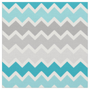 Turquoise Teal Blue Grey Grey Ombre Chevron Fabric