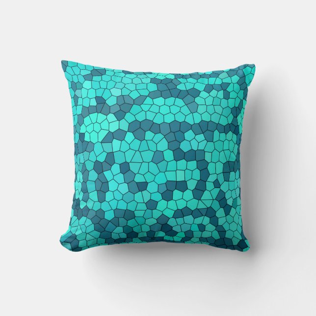 Turquoise Teal Blue Pattern Cushion (Front)