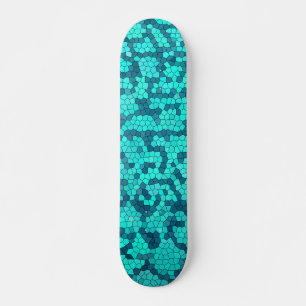 Turquoise Teal Blue Pattern Skateboard