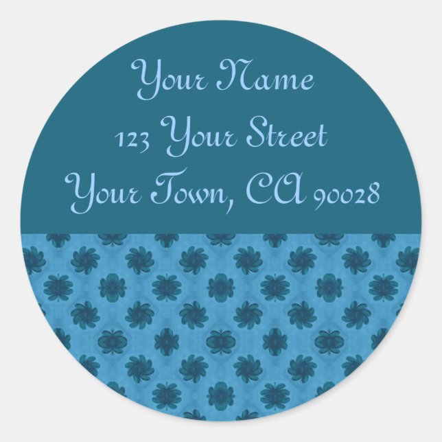 Turquoise Teal Floral Address Label (Front)