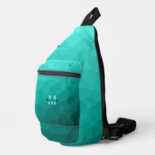 Turquoise teal geometric mesh pattern Monogram Sling Bag