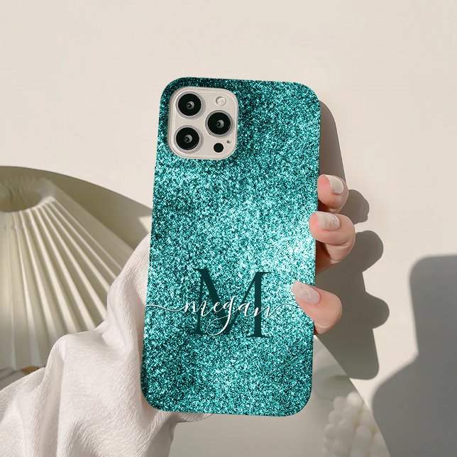 Turquoise Teal Glitter Sparkle Shimmer Metallic  Case-Mate iPhone Case (Creator Uploaded)