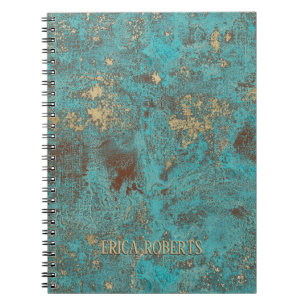 Turquoise Teal & Gold Copper Vintage Antique Notebook