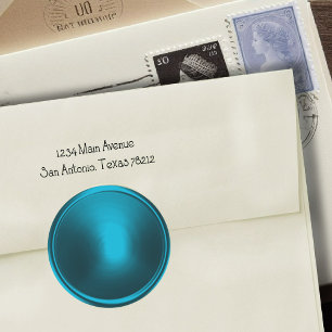 Turquoise Teal Gold Envelope Seal