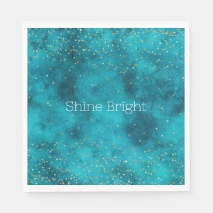 Turquoise Teal Gold Sparkle  Napkin